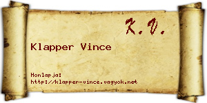Klapper Vince névjegykártya